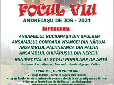 Festivalul Folcloric ”Focul Viu”: duminică, 12 septembrie 2021, comuna Andreiașu de Jos