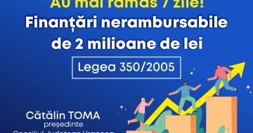 Au mai rămas câteva zile din sesiunea depunerii de proiecte finanțate de Consiliul Județean în baza Legii nr. 350/2005